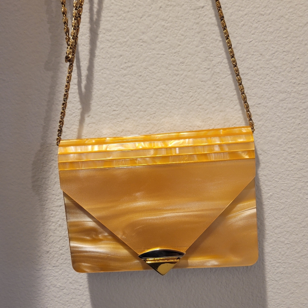 Vintage 1950 LISETTE NEW YORK Gold Clutch Solderbag